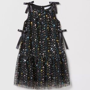 Zara Kids Black Dress with Colorful Sequins and Bows